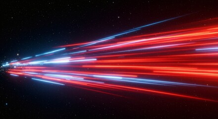 Streaking Lights Through Space Background with Red and Blue Lines