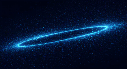 blue,  light,  trail, Glowing Blue Elliptical Light Trail in Dark Space