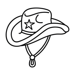 90s Hat, Cute & Groovy Coloring Pages, Bold Easy Coloring Pages, Retro Western, hand-drawn Art, flat design illustration, Vector illustration,