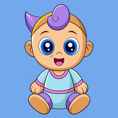 happy and smiling baby girl adorable vector illustration