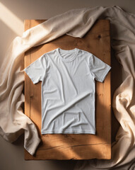 White T-shirt on Wooden Surface