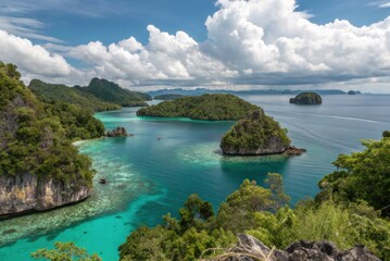 Fototapeta premium Verdant Shores The Emerald Embrace of Nature
