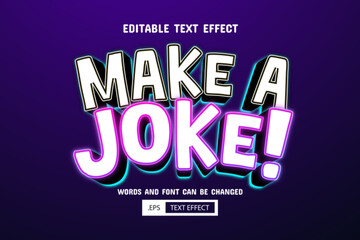 Joke white glow text - editable 3d text effect © Wayan