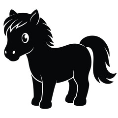 Small Brown Pony on White Background
