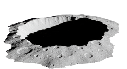 Detailed Deep Impact Crater on a Rough Lunar Surface Mockup Isolated on White Background