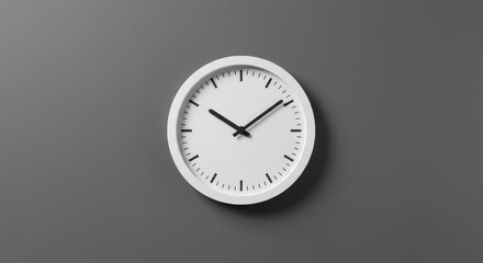 Minimalist White Wall Clock on Gray Background