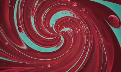Dynamic Red Swirls And Aqua Background With Animated Bubbles Forming Spiraling Vortex - Powered by Adobe