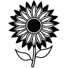 Sunflower Outline Floral Vector Art