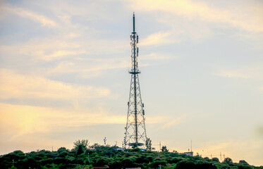 mobile phone tower unde sky