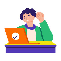 A flat style illustration of project complete