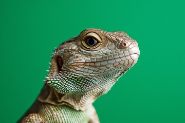 The intricate details of a small lizard highlighted by lush green surroundings.