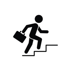 Businessman climbing stairs with a briefcase representing career advancement and success
