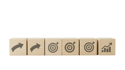  Career Ladder Concept – Wooden Blocks with Business Symbols