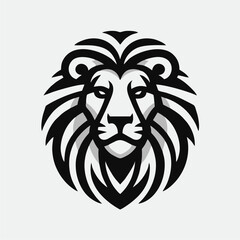 Black and White Tribal Lion Head Logo