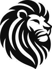 Bold Stylized Lion Head in Profile – Black and White Logo Design

