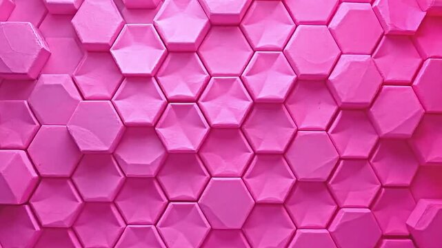 lush abstract pink geometric visuals, hexagons creating a tessellating effect, rich textured background with layered patterns, vibrant colors bursting forth