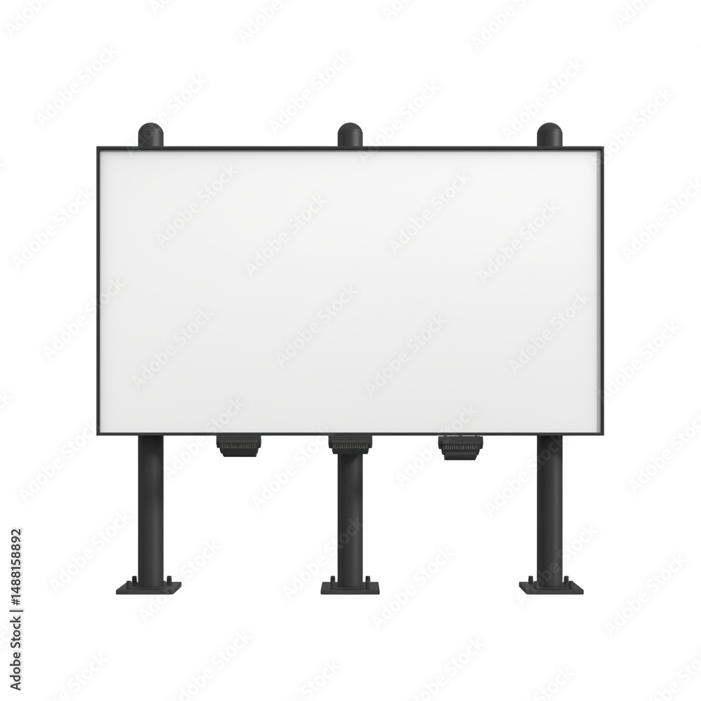 Poster isolated billboard with blank white display on transparent background