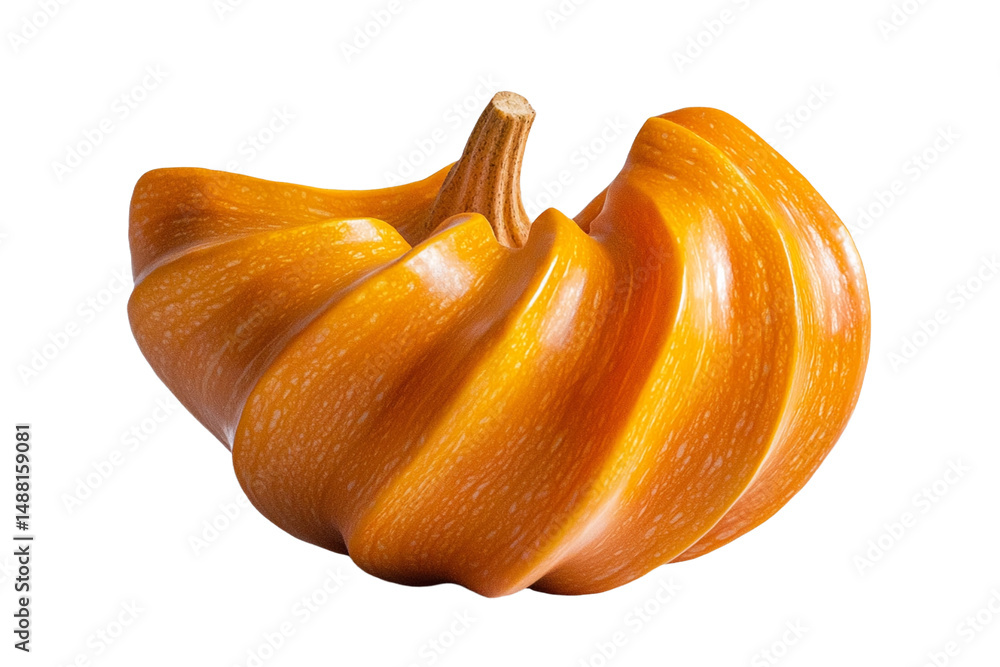 Poster twisted orange acorn squash with smooth skin isolated on transparency background