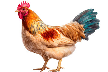 Fototapeta premium realistic PNG of a hen with detailed feathers and natural coloring isolated on transparent background for farm and agriculture design projects