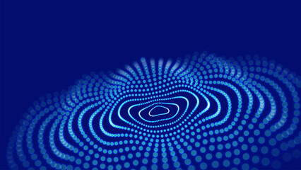 Abstract vector wave with interweaving lines and dots. Digital technologies - big data research.