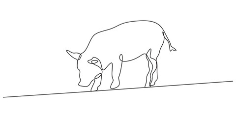 Pig continuous one line drawing. Piggy silhouette. Farm animal continuous single line illustration, A minimalist line art illustration of a pig, created with clean, Design lines for wall decoration. V