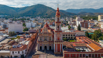 Aerial view of San Francisco Church - Salta, Argentina.