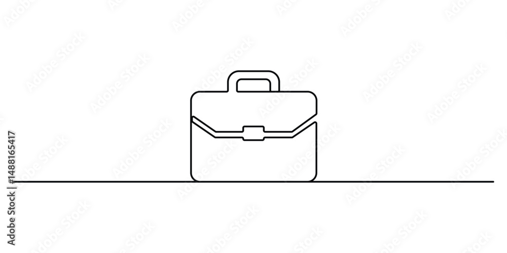Poster drawing of a briefcase in one continuous line drawing. isolated on white background vector illustrat