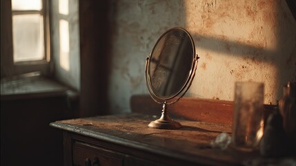 Reflective Mirror on Table - Interior Decor Concept