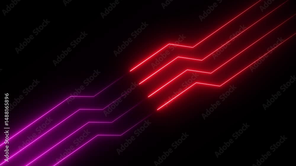Poster neon abstract futuristic tech background with circuit board lines. seamless looping glowing chip mot