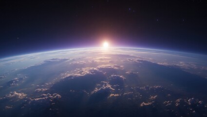 Obraz premium Earth at dawn in the cosmos