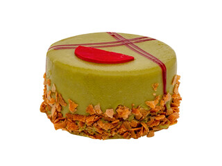 Pistachio green cake. The isolation is on a transparent background in the PNG format.