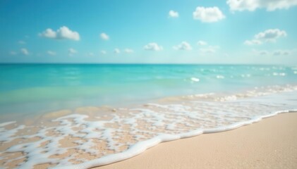 Obraz premium Abstract blue beige beach texture, blurred ocean waves, pastel, wallpaper, design