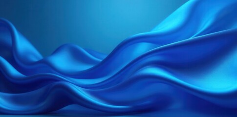 Fototapeta premium Abstract blue wavy shapes, swirling fabric texture on blue background, swirl, shape