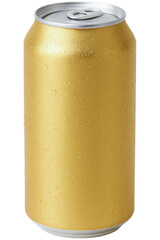 beer can with condensation droplets. transparent background.