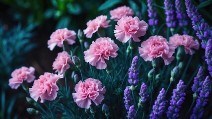Petite pink carnations from the garden