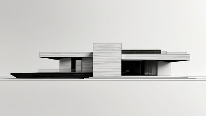 Illustration showcases the evolution of an upscale residence in a single continuous line.