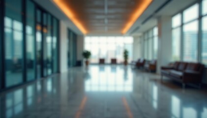 Blurred empty office lobby, soft focus, muted tones, texture, ambiance