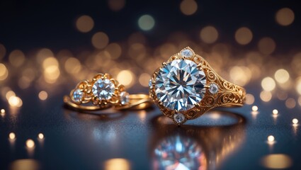 Gold accessories over a black surface.