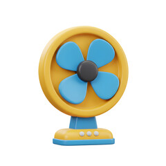 涼やか青黄色ファン 3Dモデル 爽やかデザイン