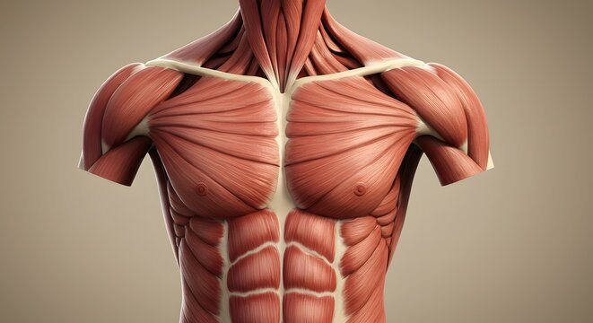 Human Torso Musculature Anatomy Illustration