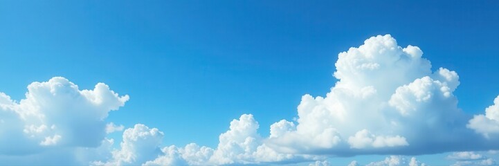 Obraz premium Deep blue sky canvas, scattered white cloud puffs , cloud formations, image