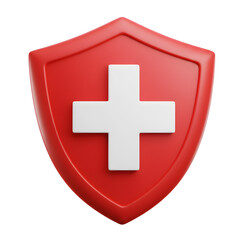 Obraz premium 赤と白の盾 安心感溢れる3Dレンダリング