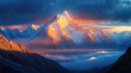 Evening Photograph of a Mountainous Landscape