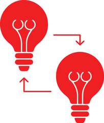  abstract, red light bulbs, minimalist design, concept of innovation, creativity, bright idea, problem-solving, engineering, modernism,