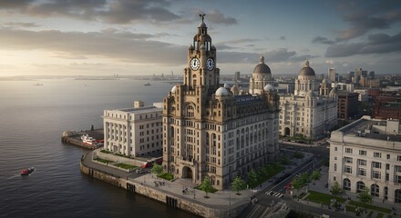 Obraz premium Liverpool Building Aerial View Cityscape
