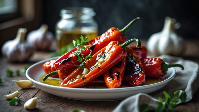 Gourmet grilled red pepper dish