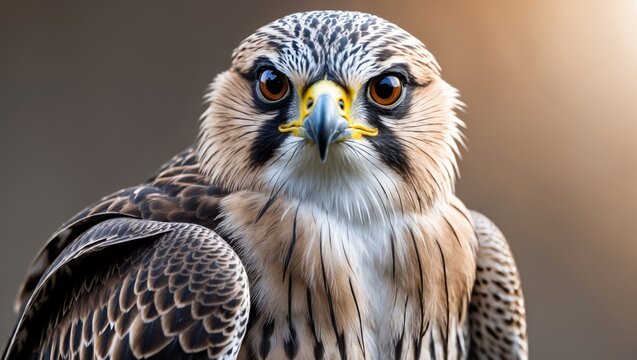 Detailed close-up of a falcon's face