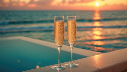 Two Champagne Glasses Beside The