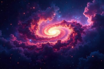 Obraz premium Intricate cosmic galaxy, swirling nebula clouds, glittering stars , blue, space, purple