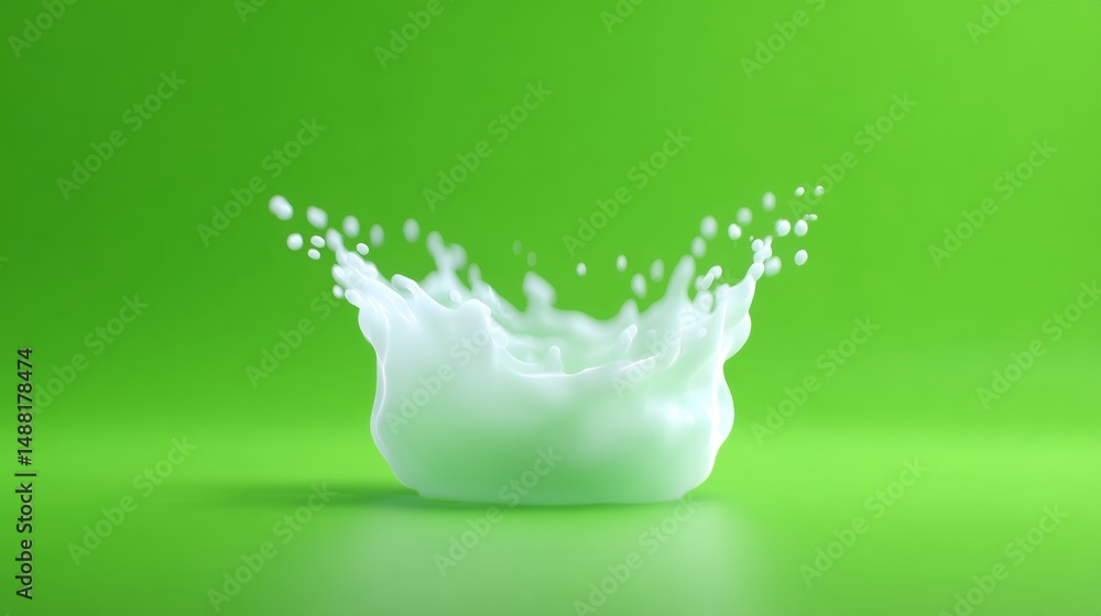 Poster droplet creating splash against vibrant green background with motion and texture